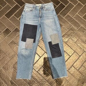 Hollister Patchwork Straight Leg Jeans Upcycled Y2K Denim Size 28